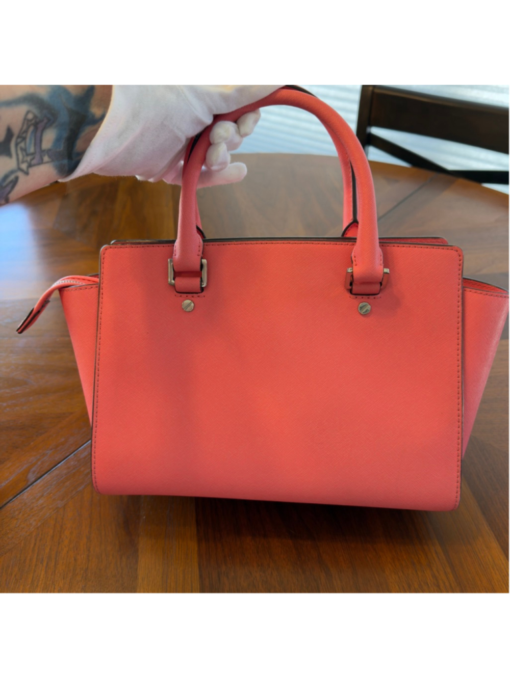 Michael Kors Selma Coral Pink Satchel with Matching Wallet SKU779 - Picture 5 of 16